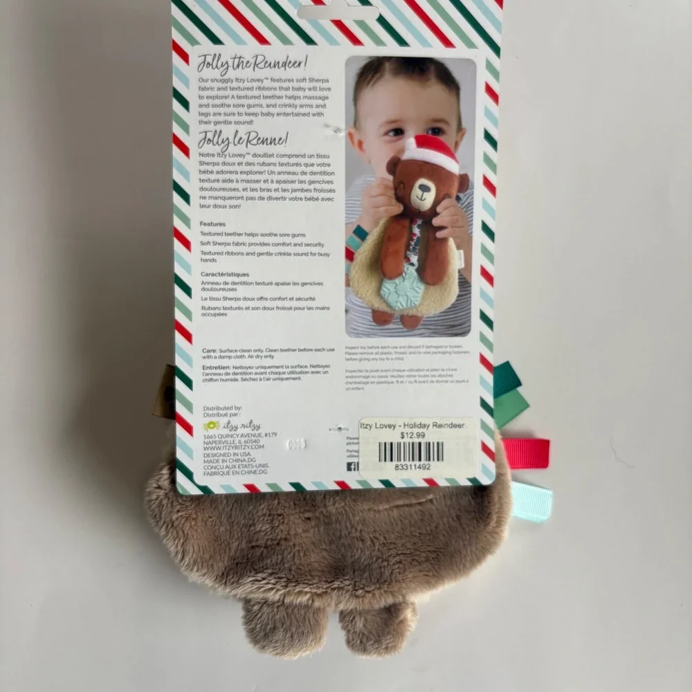 Itzy Ritzy Holiday Itzy Lovey Plush + Teether Toy Reindeer Stocking Stuffer‎ NEW